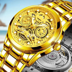 Wholesale Hot Selling Men's Fashion Holographic Automatic Non-Mechanical Watch with Night Light Waterproof Calendar Flywheel