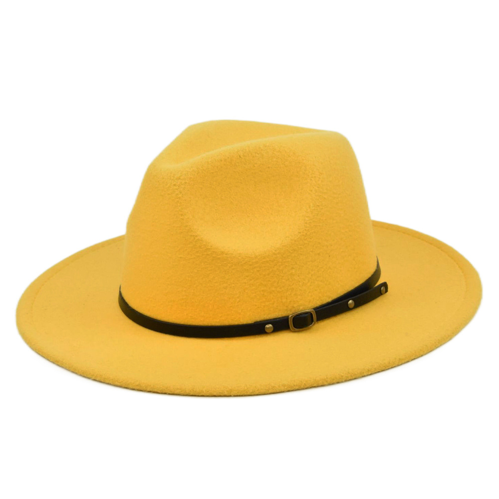 Unisex Retro Solid Color Sewing Flat Eaves Fedora Hat display picture 13