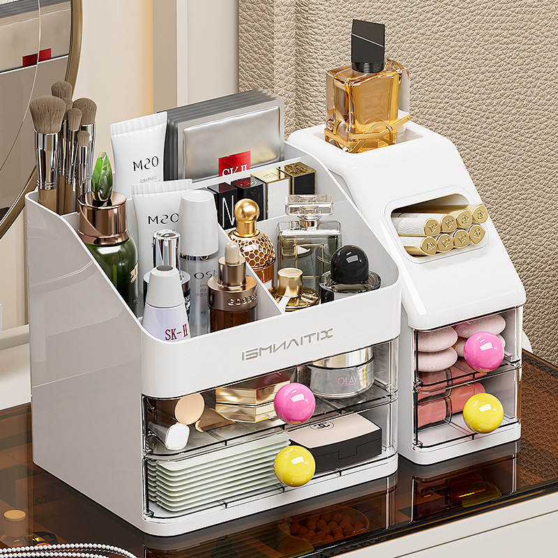Caja de almacenamiento de cosméticos, escritorio, caja de almacenamiento de alta calidad, tocador de gran capacidad, productos para el cuidado de la piel, máscara de lápiz labial, estante de almacenamiento