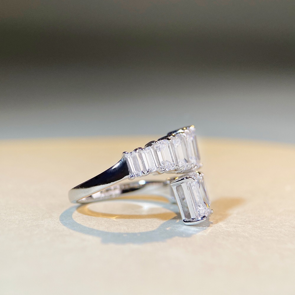 Fashion Geometric Sterling Silver Inlay Zircon Open Ring 1 Piece