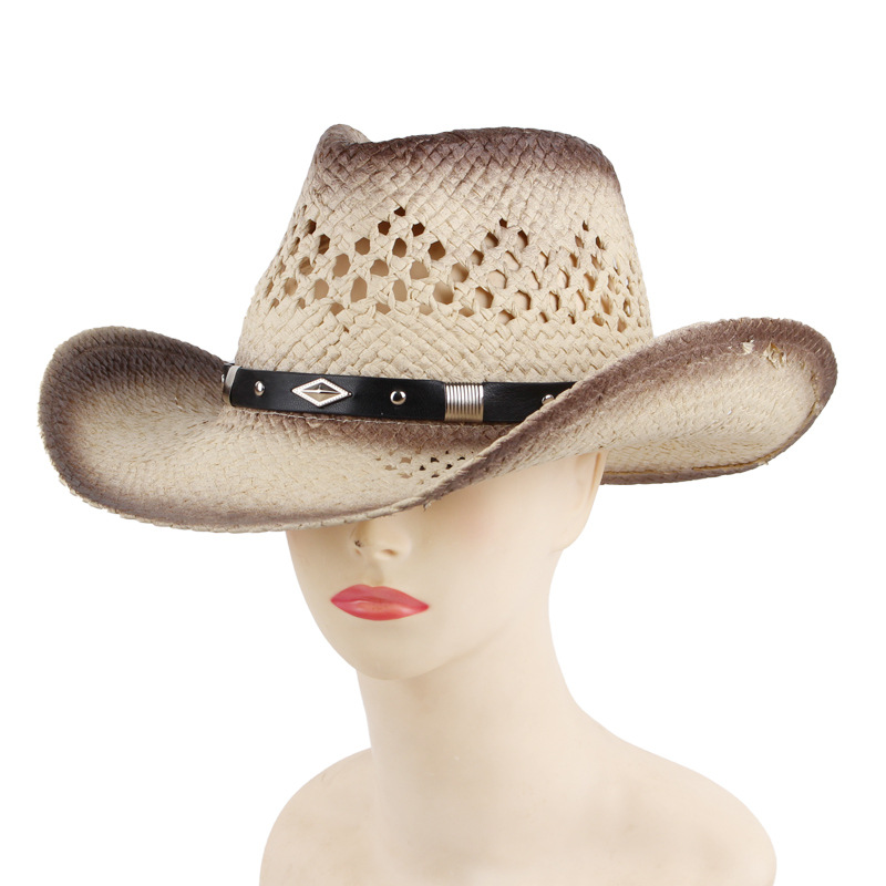 Primavera y verano nuevos hombres y mujeres pareja casual Denim sombrero de paja sombrero tejido a mano de estilo europeo y americano sombrero de protección solar de viaje al aire libre