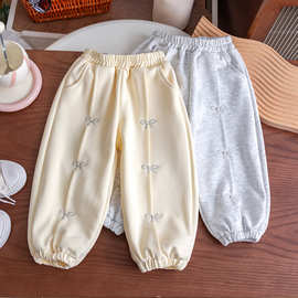 女童春装2026新款卫裤女宝宝洋气韩版裤子儿童口袋春秋束脚长裤
