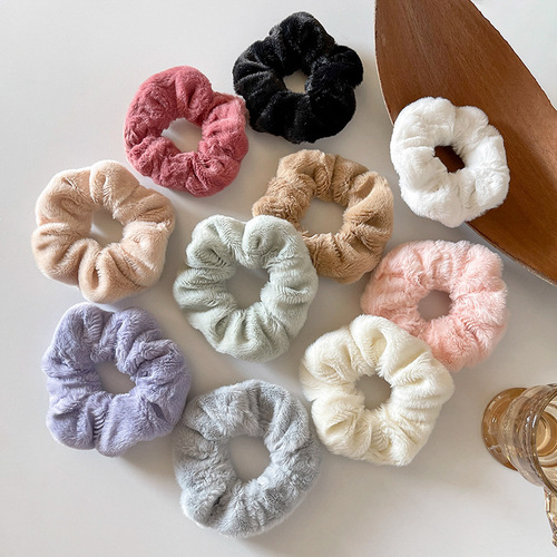 Autumn and winter style simple pig intestine plush hair tie with ponytail meatball head fat intestine head rope like rubber band cute headdress for women