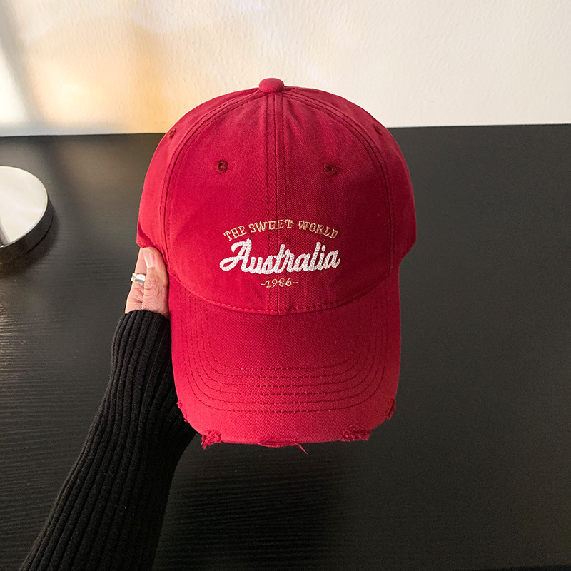 Sombrero de béisbol amarillo leche bordado de letras, sombrero ancho para mujeres, sombrero de lengua de pato, estilo coreano, sombrero de agujero de agujero, moda