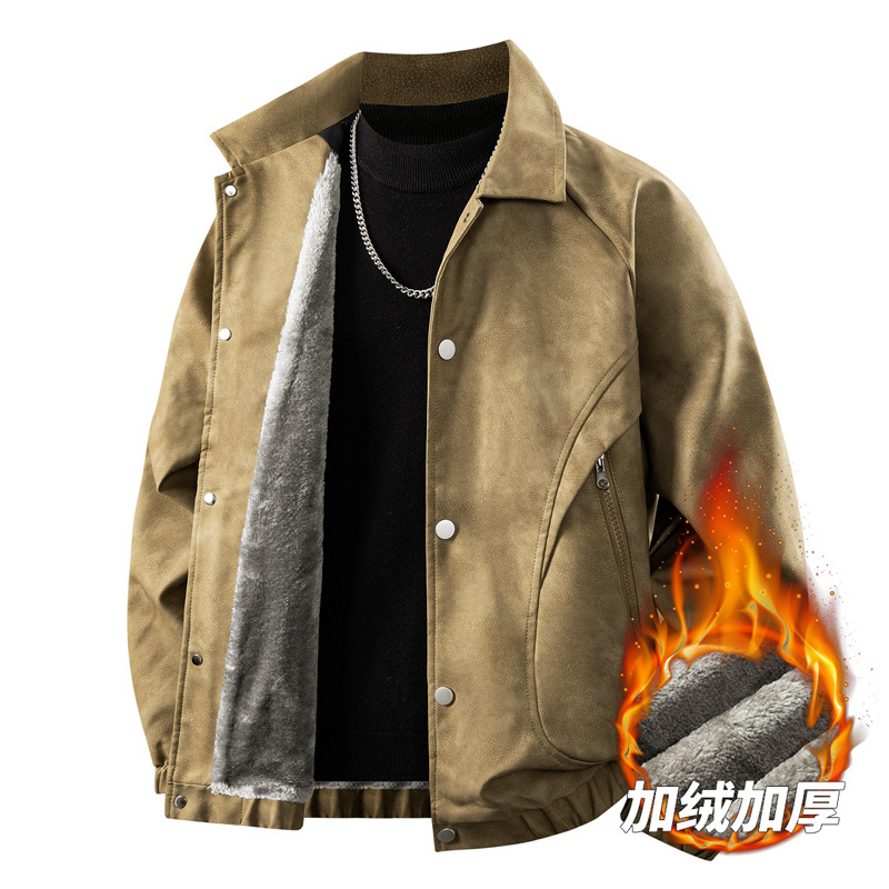 Añadir algodón grueso hombre otoño invierno americano chaqueta vintage locomotora hombre nuevo abrigo de algodón extra grande suelto