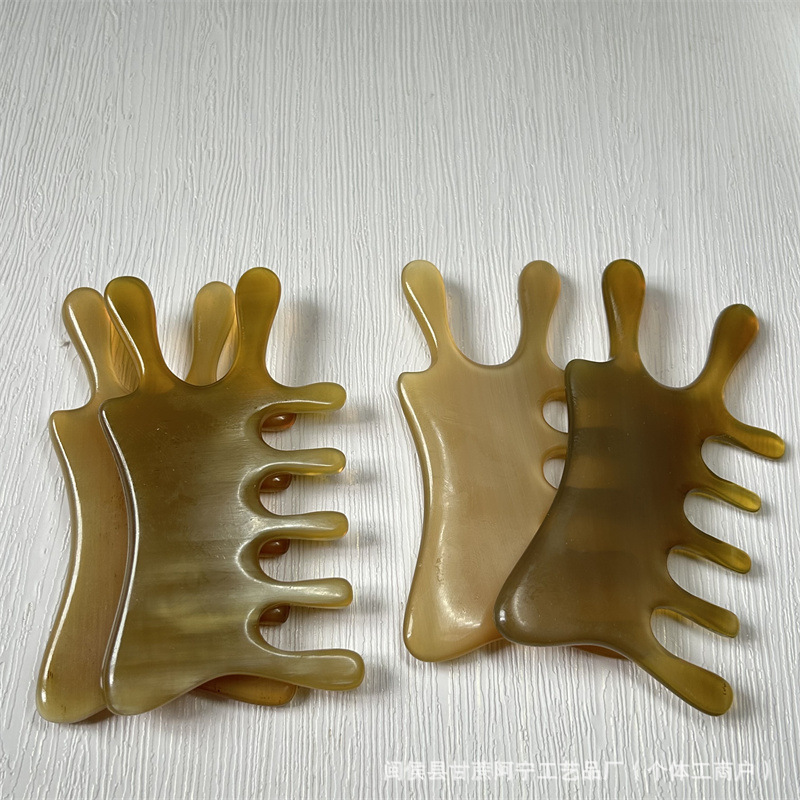 Genuine Horn Comb Wide Teeth Water Drop Bead Massage Comb Monster Fish Shape 10-15CM quality and texture