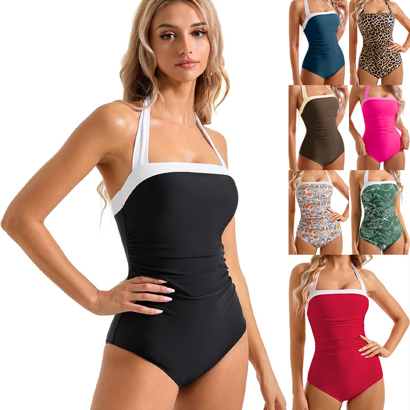 2025 Style Backless Color Block Slim Fit Tummy Control Strap Cross-Border European And American Sexy Multi-Color_voghion.com