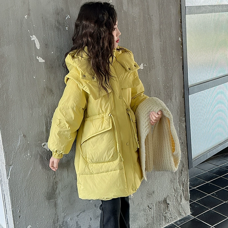 Brace, long hoody, keep warm winter down jacket, for teenagers, increased thickness, mid-length, western style