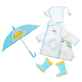 儿童雨衣男童卡通恐龙全身加长雨披婴幼儿女孩透明帽檐雨鞋套装