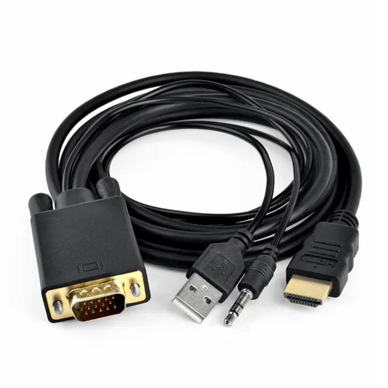 VGA-HDMIハイビジョン転送ケーブルUSB電源オーディオ付きコンピュータテレビ変換器vga to hdmi|undefined