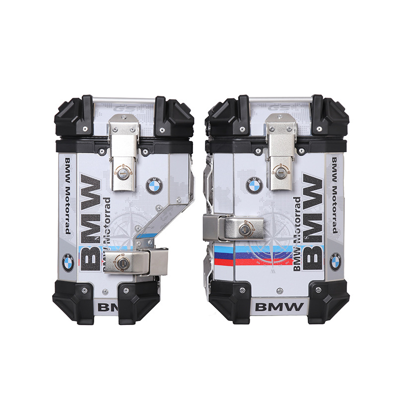 38L Left Exhaust Side Box Motorcycle Universal Aluminum Alloy 45L Tail Box Waterproof Three-Box Anti-Theft Travel Storage Box