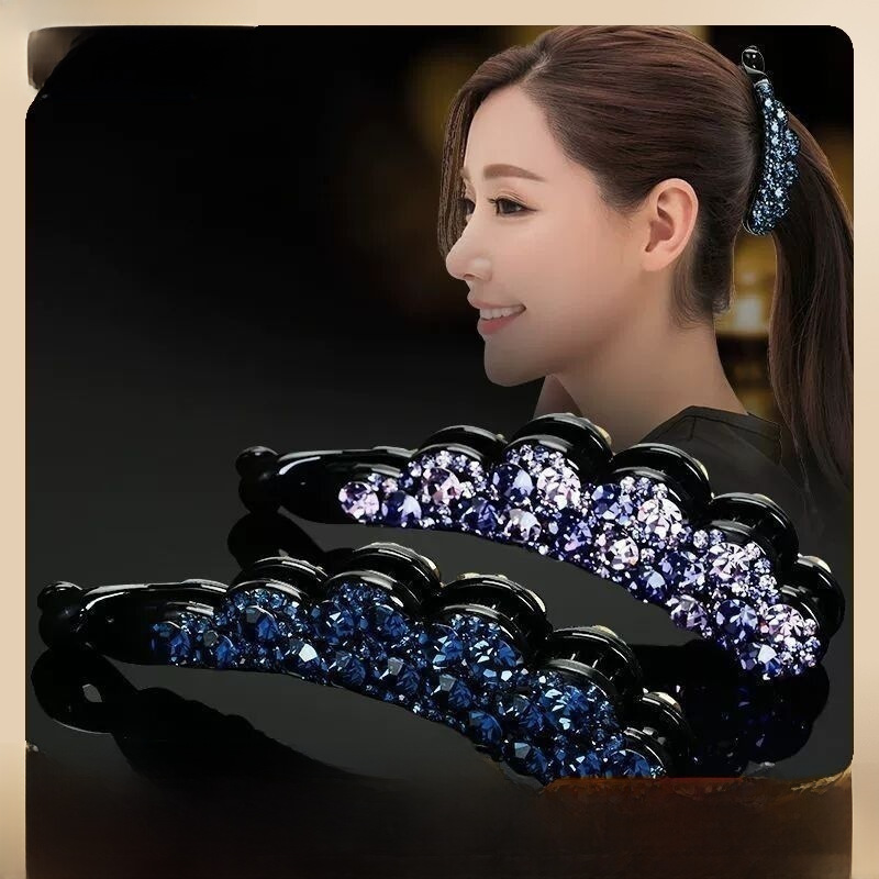 Koreaanse bananenclip verticale clip pontailclip haarclip kleine antislip verticale clip strass haaraccessoires Japanse en Koreaanse stijl grote haarclip_voghion.com