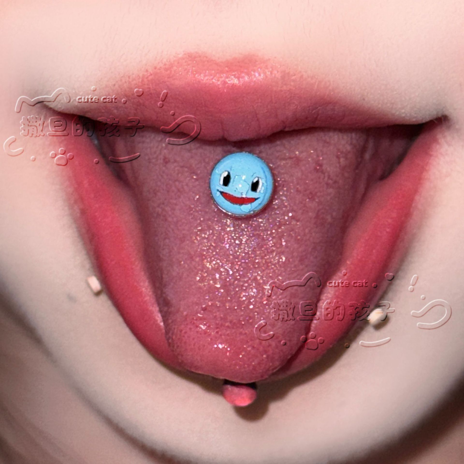 Labret stud lip piercing jewelry styling detail