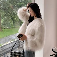 貉子毛编织仿皮草外套女短款2025新款海宁仿狐狸毛大衣年轻款时尚
