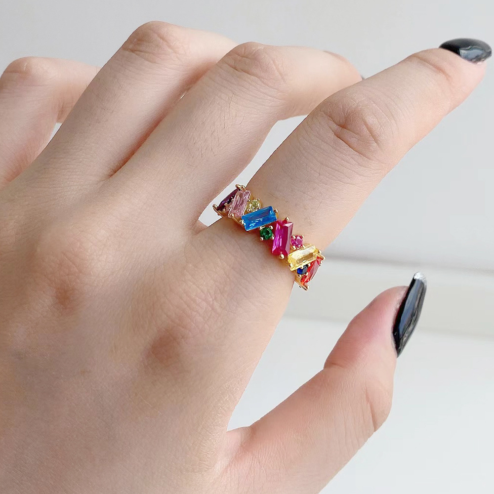 Retro Irregular Geometric Sterling Silver Inlaid Zircon Rings