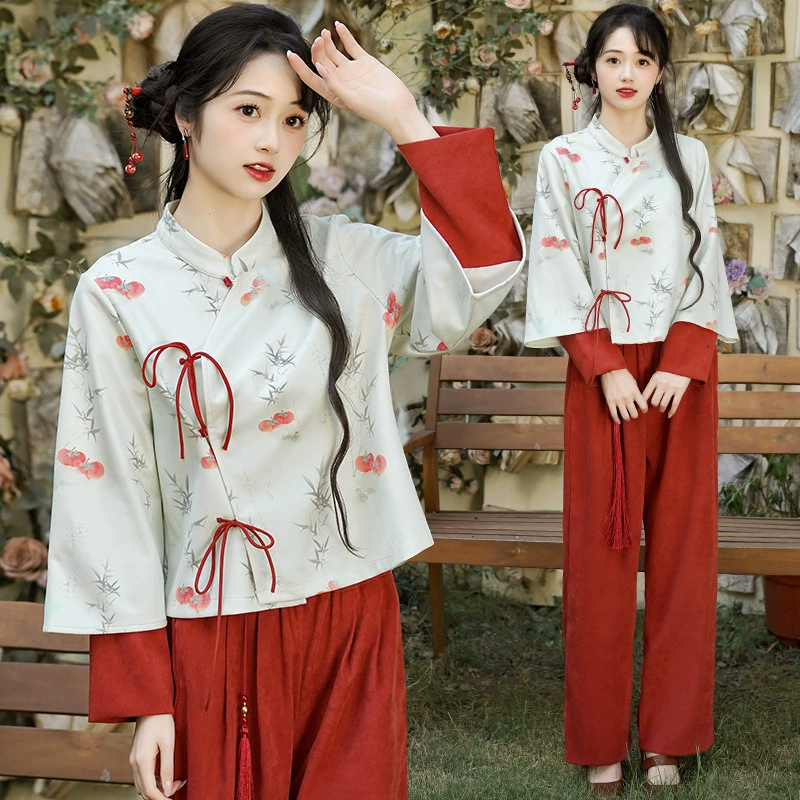 Реальная стрельба в новом китайском стиле Руи в вертикальном воротнике с вышивкой на шнуровке