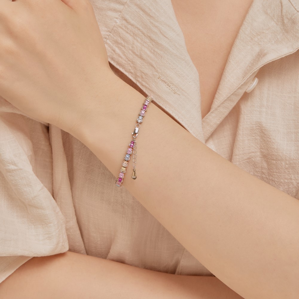 12g Weight Zircon Inlay Material Bracelets Classification 1 Piece Quantity Daily, Street Occasion 925 Sterling Silver Material Water Droplets, Heart Shape, Flower Pattern Women's Gender Inlay Design IG Style, Shiny Style 925 Sterling Silver Bracelets IG Style Shiny 16