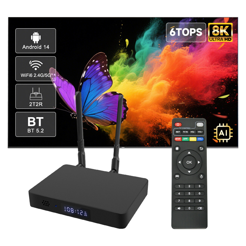 Cross-Border Supply Rk3576 Android 14 Tv Set-Top Box 8-Core 6t Computing Power Wifi6Ai Super-Resolution Network Set-Top Box