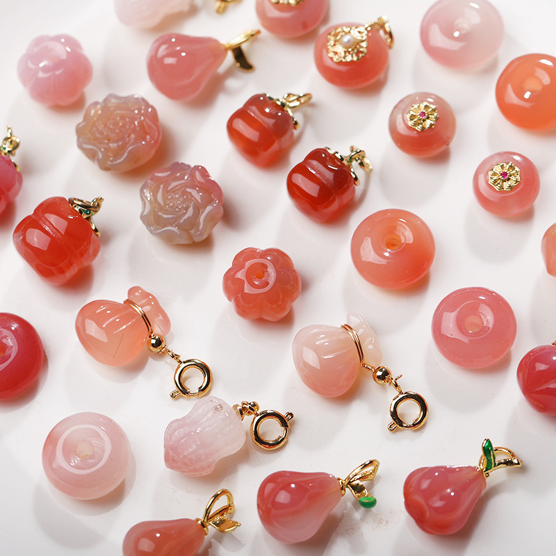 Natural Salt Source Agate Bracelet Pendant Accessories Fruit Lift Loose Beads Beading DIY Material Bracelet Accessories Wholesale