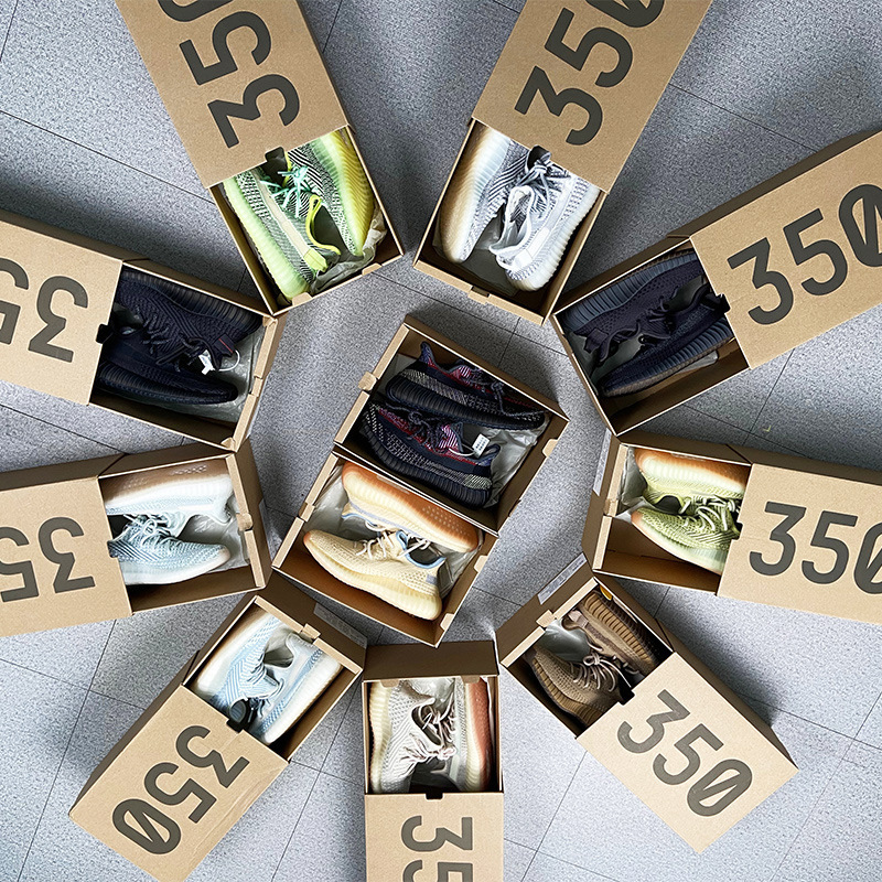 Spring and Summer Coconut Shoes Men's 350V2 Gypsophila Breathable Flying Woven Couple Shoes Sports Running Shoes Women's Putian Real Explosion