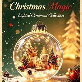 新品跨境Christmas Transparent Ball透明球圣诞球发光挂饰