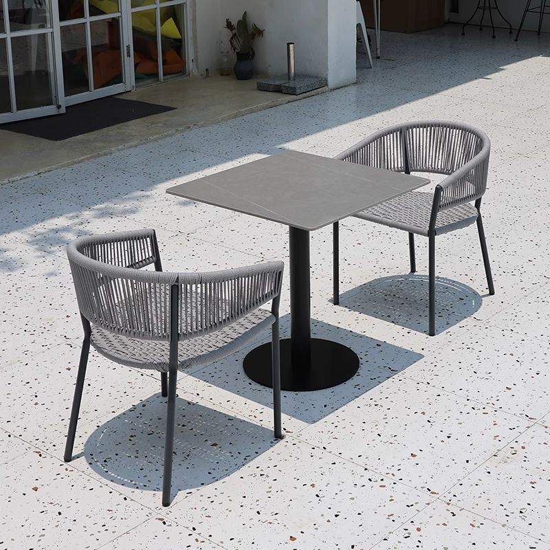 Mesas y sillas al aire libre, tienda de té con leche al aire libre, salón de café, ocio, impermeable, protector solar, jardín, balcón, combinación de ratán