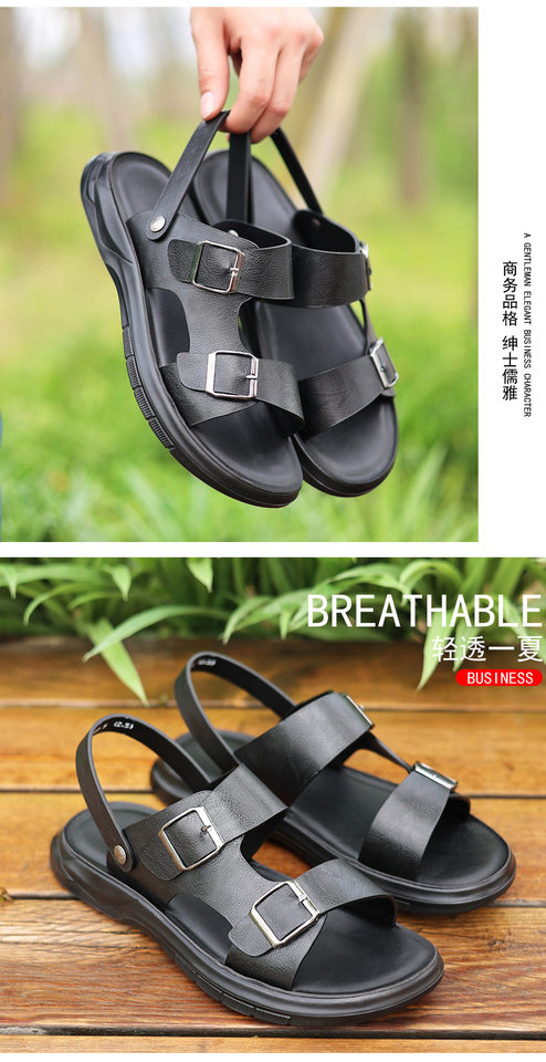 Dép sandal nam quai ngang hở ngón đế mềm hai kiểu mang, đi biển và dạo phố — CS2316 màu kaki, CS2316 màu nâu, CS2316 màu đen chi tiết 18