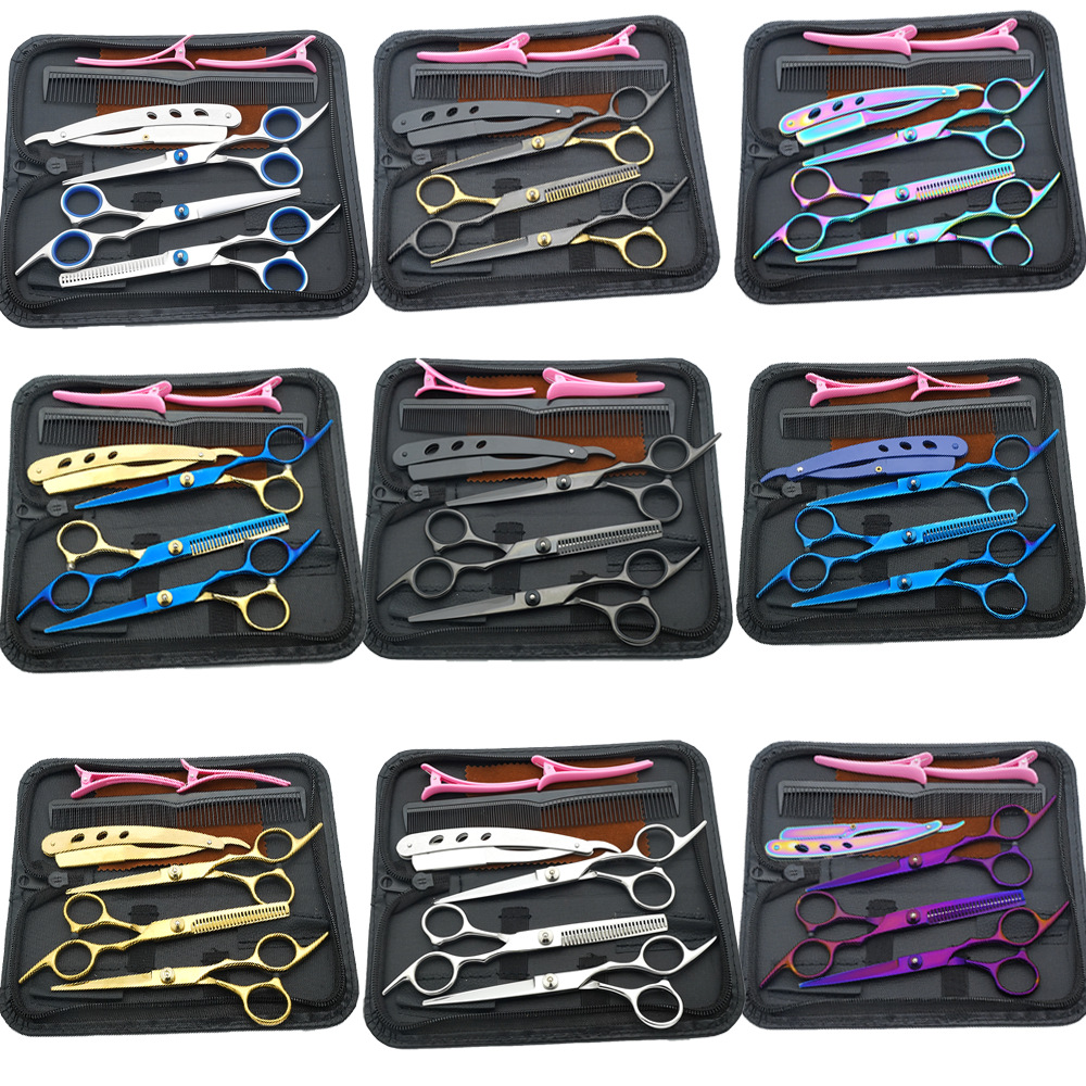 Juego de Tijeras de Peluquería Profesional de Acero Inoxidable Multifuncional para Peluquería