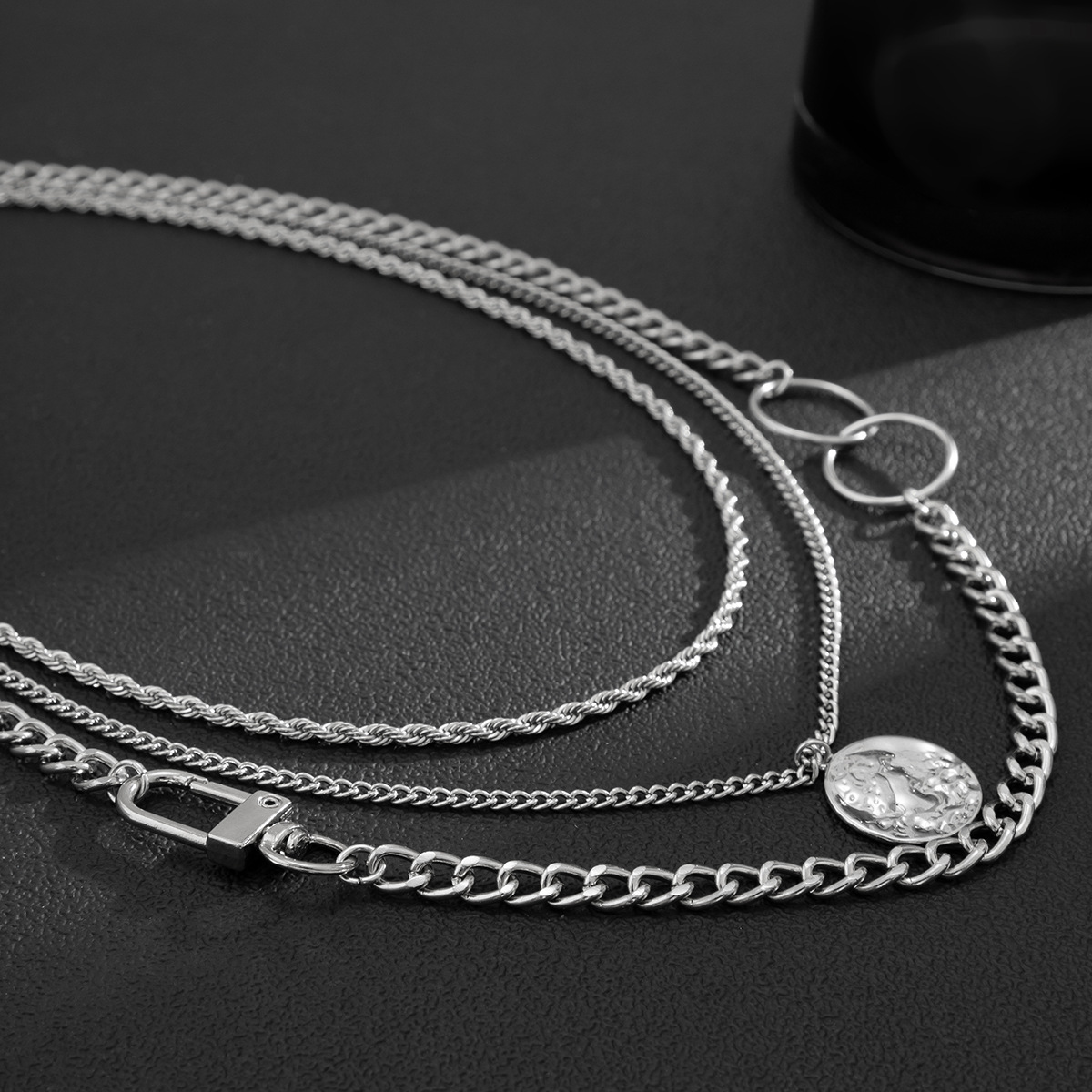 Fashion Solid Color Alloy Menu0027S Layered Necklaces 1 Piece