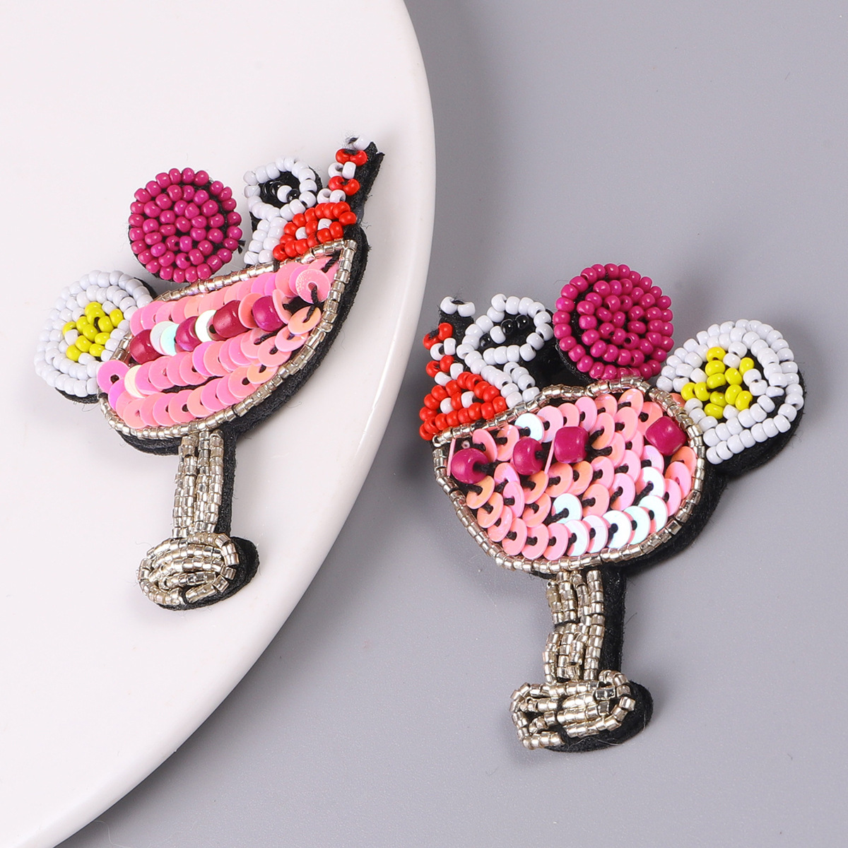 Fashion Wine Glass Resin Sequins Drop Earrings display picture 4