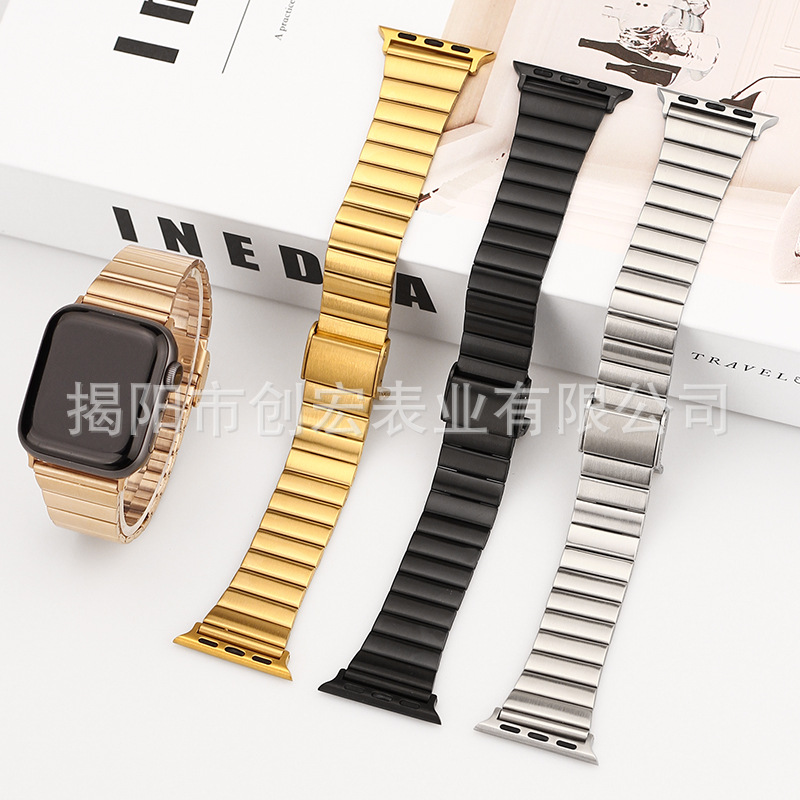 For Apple appleiwatch one bead bamboo stainless steel strap 38mm42mm metal watch strap