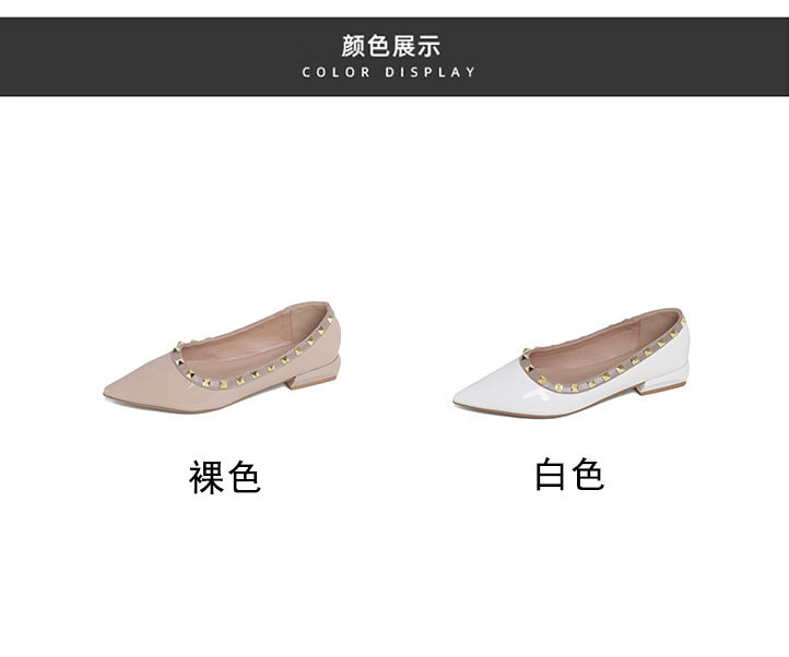Giày lười nữ mũi nhọn quai ngang đính đá gót thấp 1-3 cm — mơ, trắng chi tiết 5