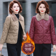 2025新款中老年女装薄翻领棉服时尚妈妈装气质小棉袄短款轻薄棉衣
