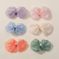 在逃公主時尚甜美彩色珠光紗蝴蝶結輔料DIY手工抓夾髮夾飾品配件