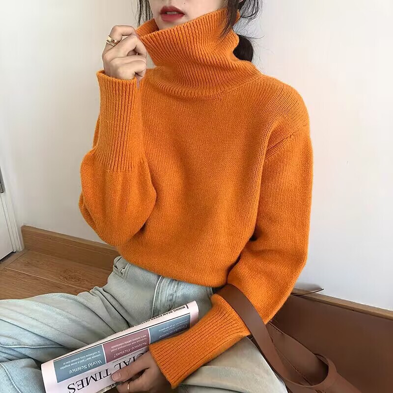 一件代发秋冬加厚一体绒加绒毛衣女冬半高领内搭水貂绒打底衫潮|undefined