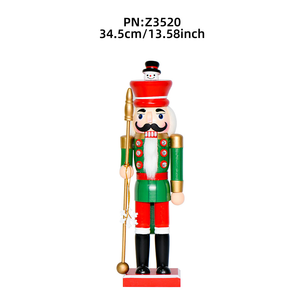 Transfronterizo 35cm pan de jengibre hombre de nieve palo de nuez soldado decoraciones navideñas fábrica de muñecas de madera al por mayor