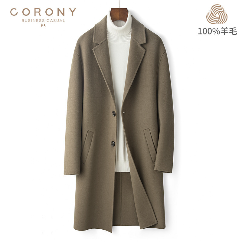 2022 autumn and winter new woolen coat double-sided woolen coat long high-end business woolen trench coat men