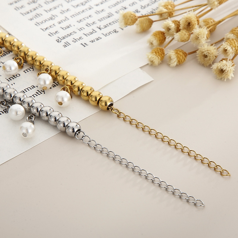 Daily Occasion Elegant Geometric Titanium Steel Gold Plated Artificial Pearls Bracelets