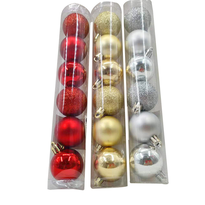 Bola de Navidad Halloween regalo de Navidad árbol de Navidad decoraciones colgante galvanoplastia bola traje de oro y plata rojo 4cm conjunto 6