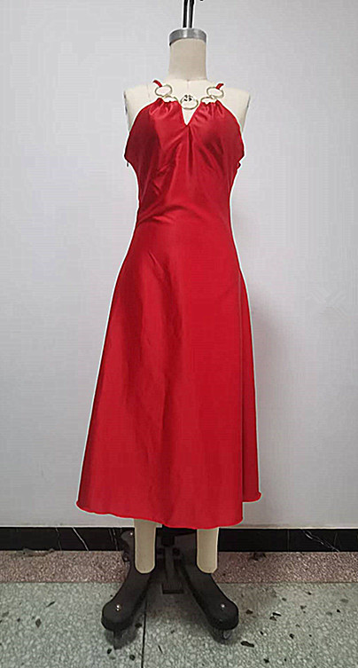 Summer Fashion Women's V-Neck Sleeveless Dress Sexy Suspender Waist Cinching Design Casual Dress_ecoleips.com