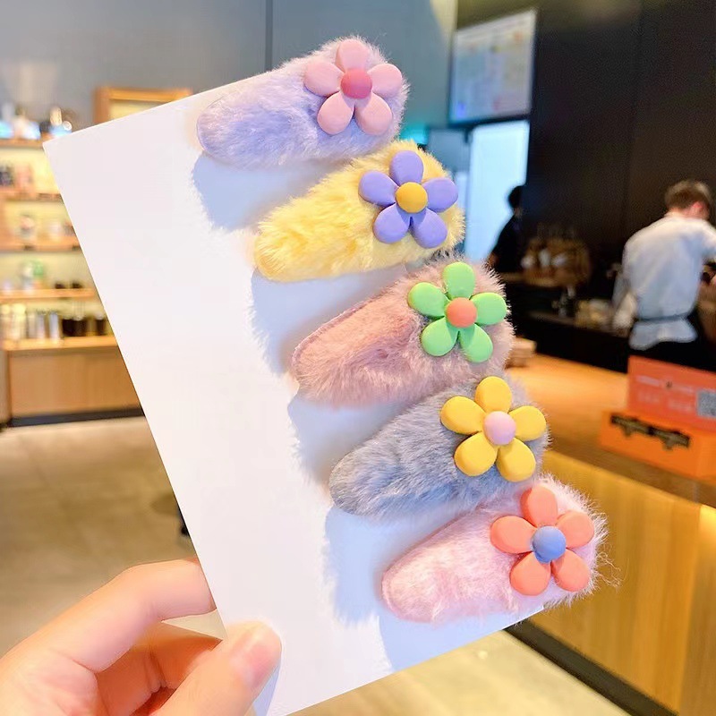 Otoño e Invierno de los niños de felpa horquilla accesorios para el cabello clip de bebé pelo roto BB clip lindo lana horquilla niña princesa accesorios para el cabello