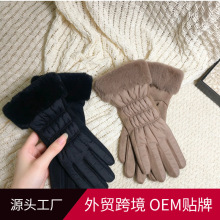 贴标代发冬季保暖手套女学生加绒棉触屏手套开车骑车防寒防风批发