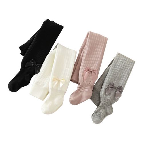  Winter New Girls' Vertical Striped Fleece Cotton Overalls with Children's Thick Large Bow Knot Warm Leggings