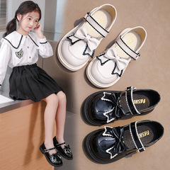 Children's Leather Shoes Spring/Autumn 2023 New Korean Style British Style Baby Girl Soft Sole Primary School Student Performance Shoes Black