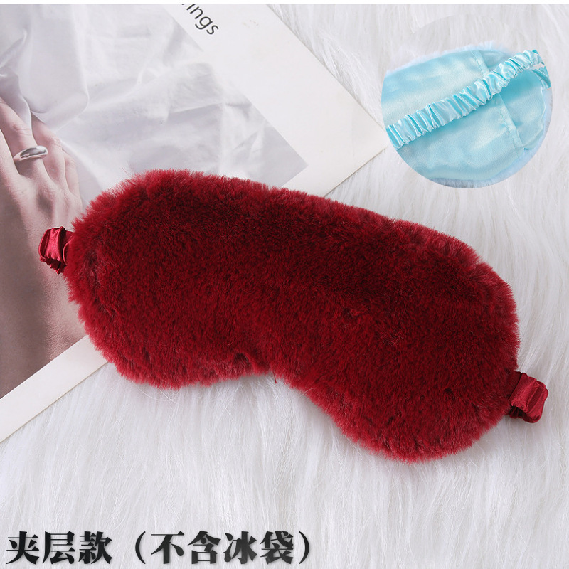 Spot piel de conejo pequeña máscara para dormir máscara para dormir máscara para ojos de felpa máscara para ojos transpirable de seda de imitación agradable para la piel máscara para ojos agradable para la piel de otoño e invierno