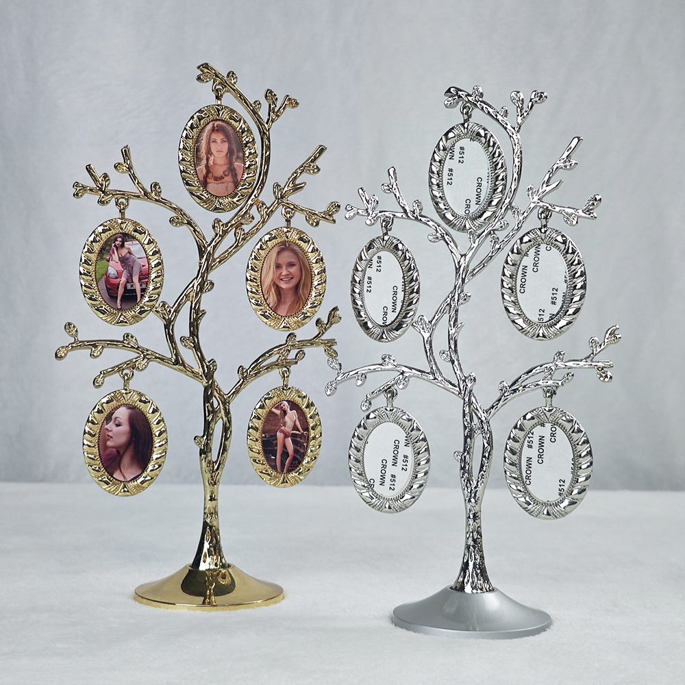 Impresión de transferencia térmica de alta calidad de metal árbol de familia marco de fotos DIY personalizado consumibles en blanco al por mayor