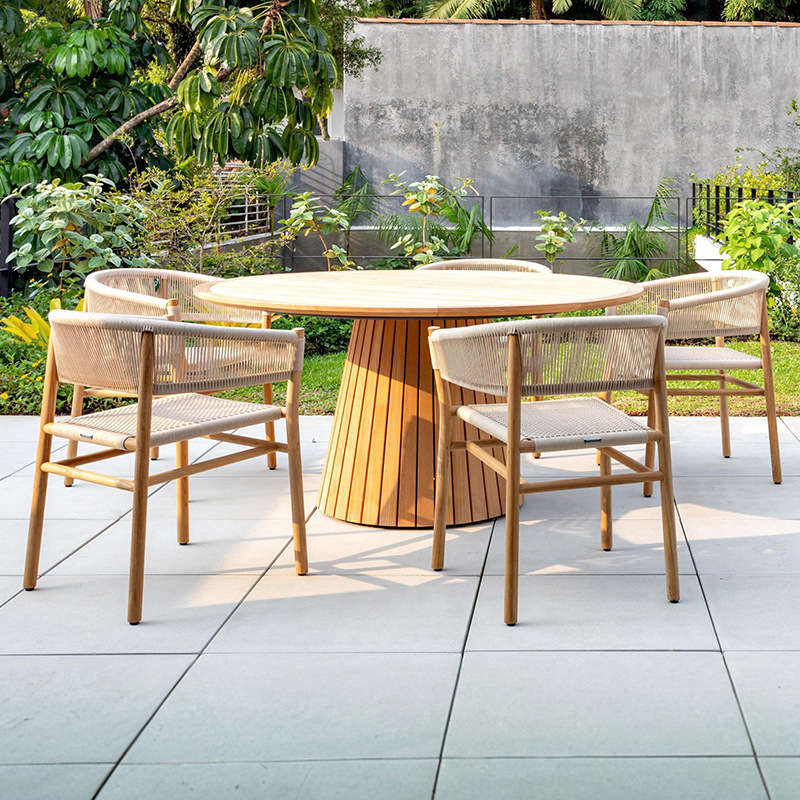 Mesa y silla de teca al aire libre terraza villa patio jardín todo el tiempo hotel ocio muebles de aluminio impermeables y protectores solares