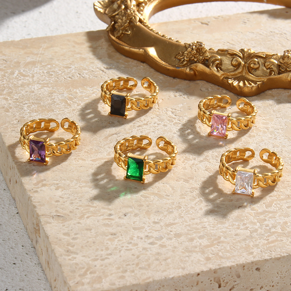 Womenu0027S Fashion Geometric Stainless Steel Rings Geometry National Tide Metal Zircon Stainless St