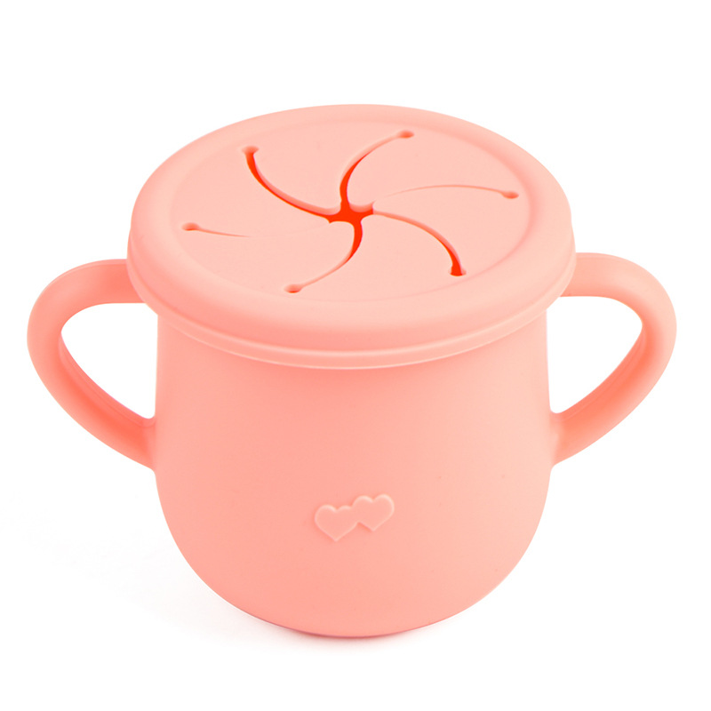 Silicona de grado alimenticio para niños snack Cup mango binaural portátil resistente a la caída con taza de paja de bebé taza de bebida de silicona