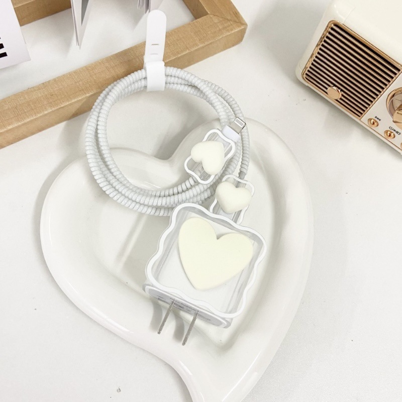 Apple 20W データケーブル保護カバー 14/15/16 高速充電ヘッドに適したグラデーションウェーブワイドラブハート|undefined